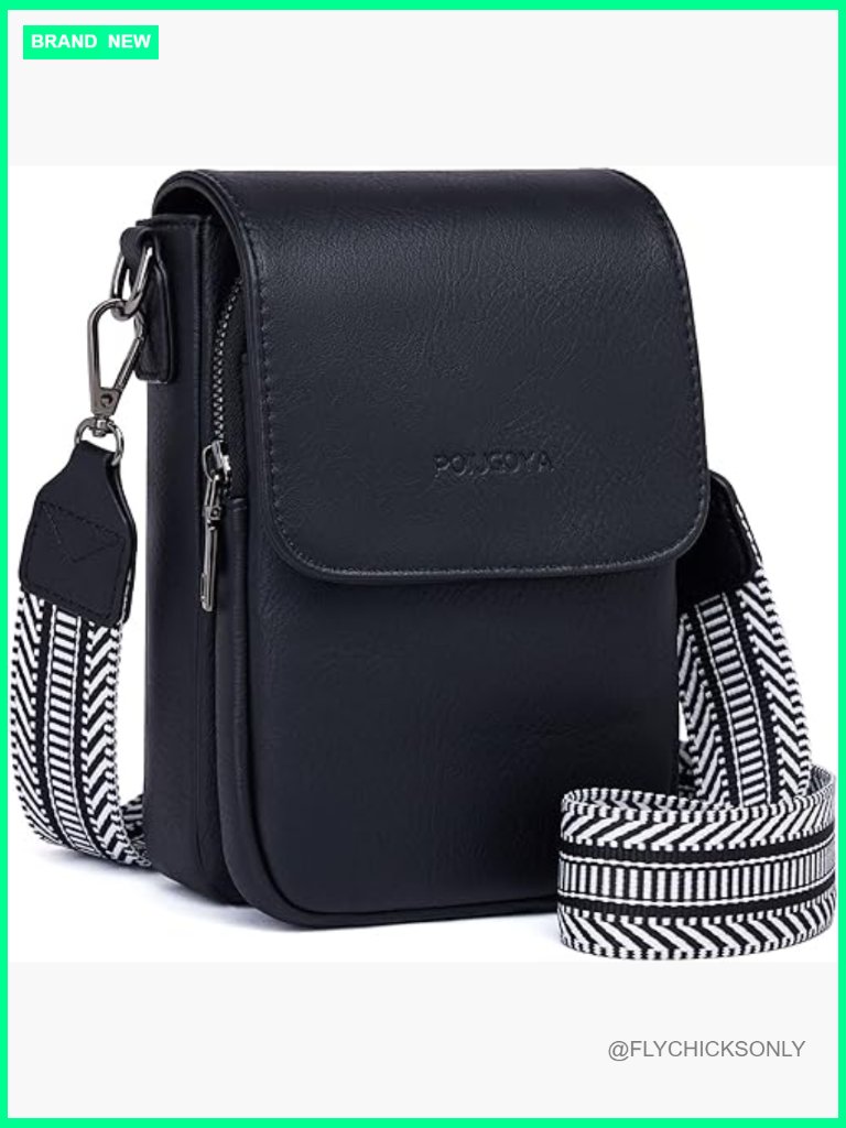 Vegan Leather Triple Compartment Crossbody Bag With Card Slots